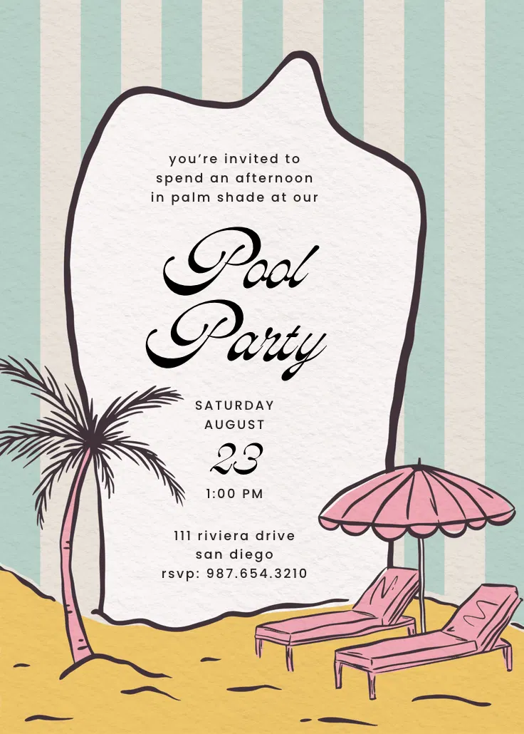 Mid-century sunshine - havuz partisi davetiyesi